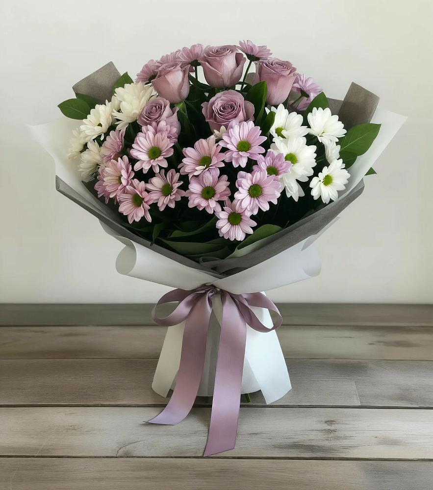 Букет цветов из: Хризантемы и Розы в Кокоревке