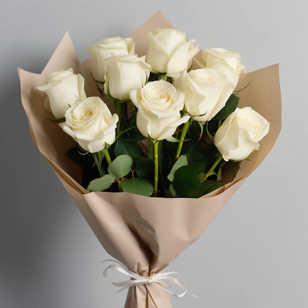 Букет 9 Белых роз Эдлесс Лав в Кокоревке