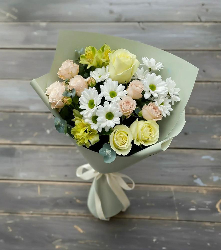 Букет цветов из: Альстромерии, Розы и Хризантемы в Кокоревке