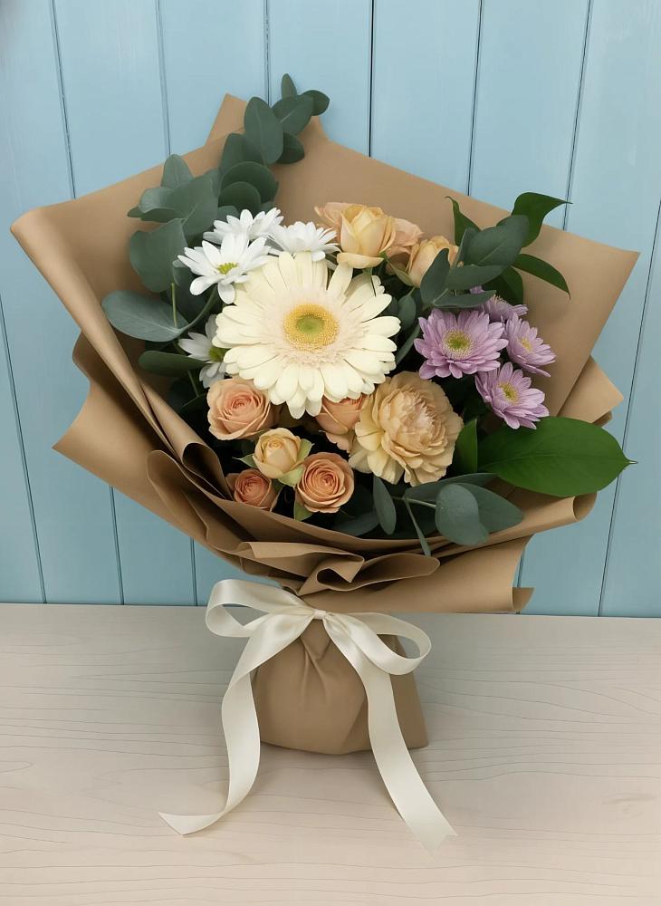 Букет цветов из: Герберы и Хризантемы в Кокоревке