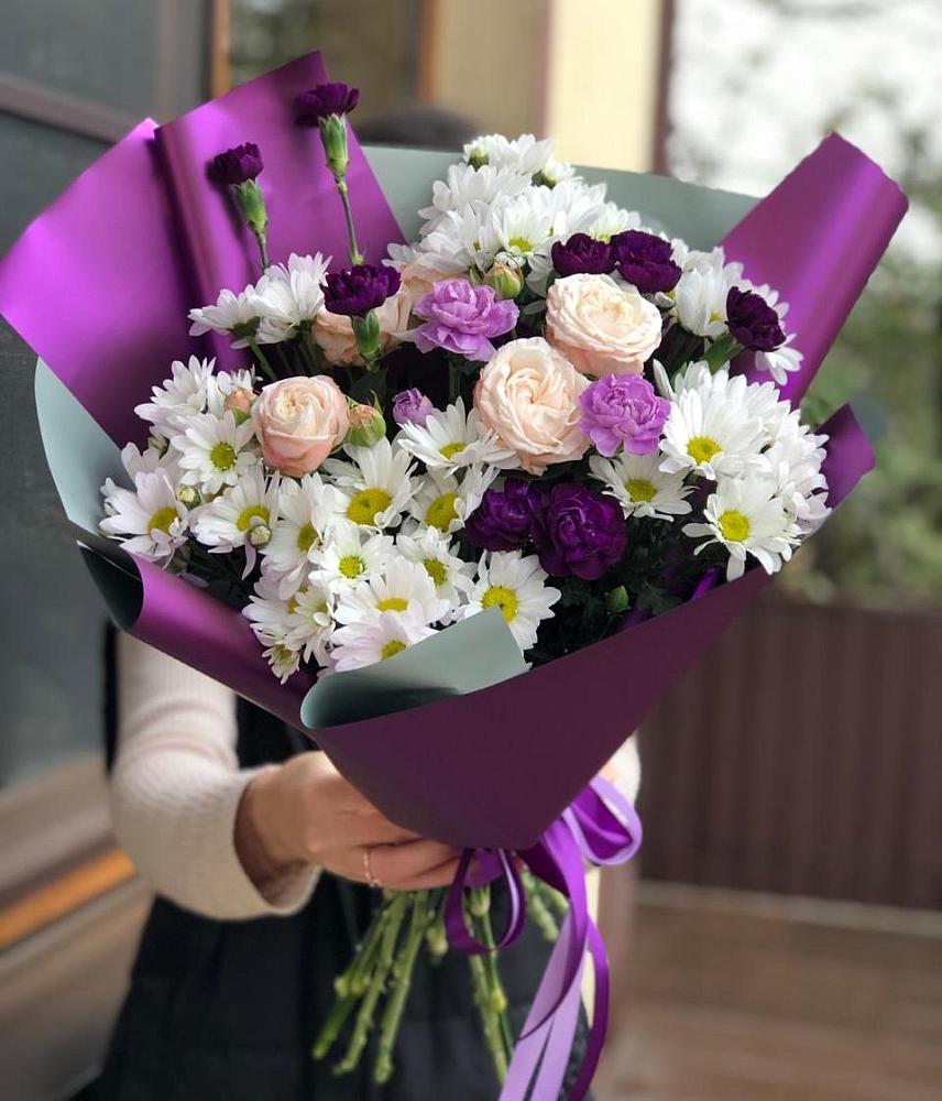 Букет цветов из: Хризантемы, Гвоздики и Розы в Кокоревке