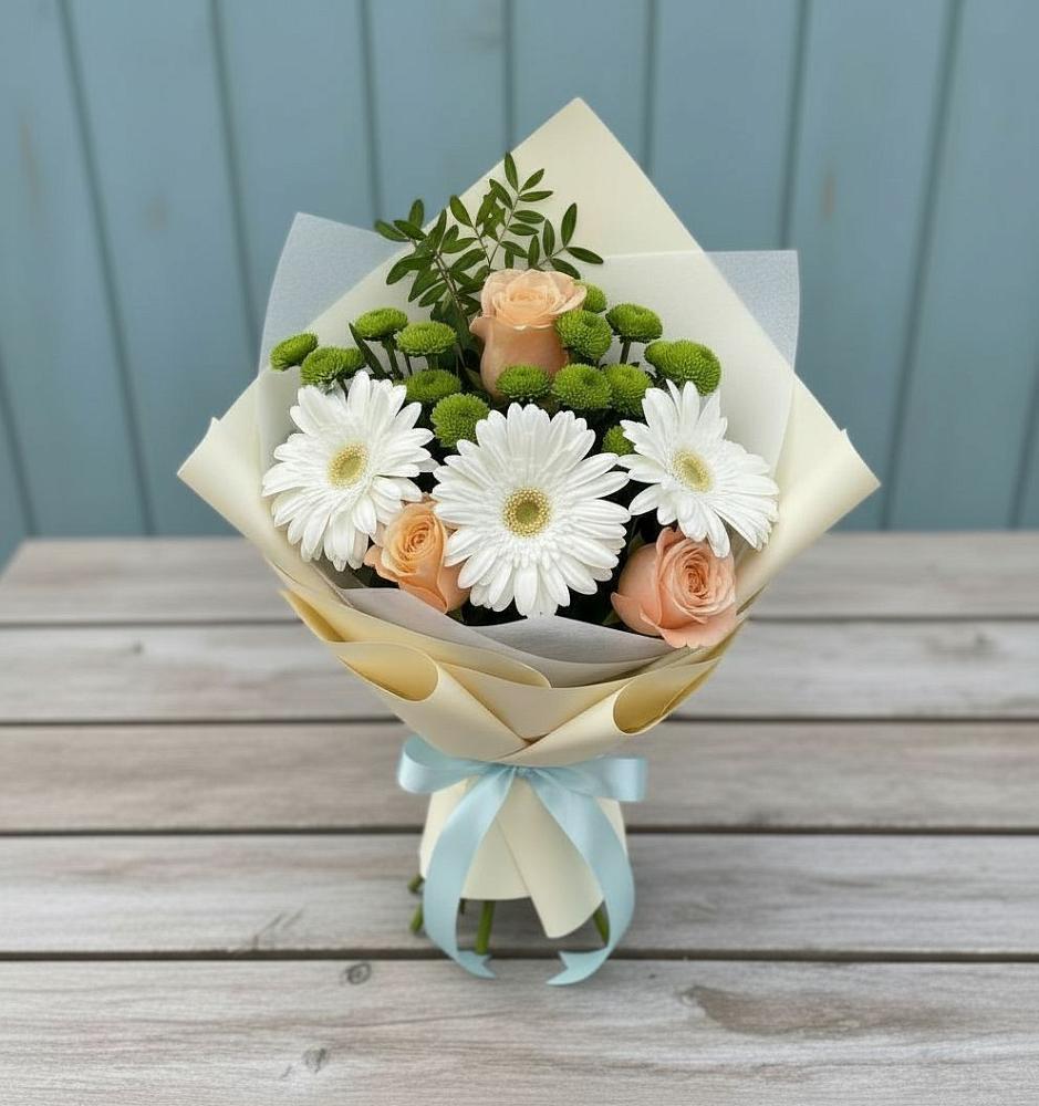 Букет цветов из: Герберы, Розы и Хризантемы в Кокоревке