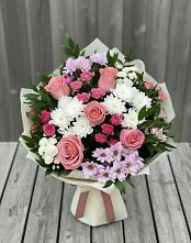 Букет цветов из:  Альстромерии, Гвоздики, Розы и Хризантемы в Кокоревке