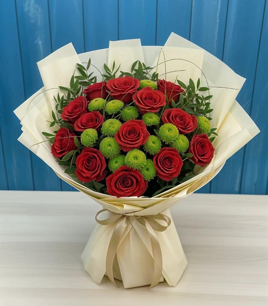 Букет цветов из: Розы и Хризантемы в Кокоревке